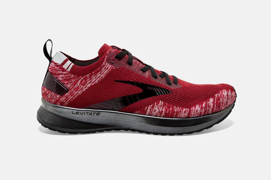 Brooks Levitate 4 Road Running Shoes Mens - Red/Grey/Black - RIAVH-3759